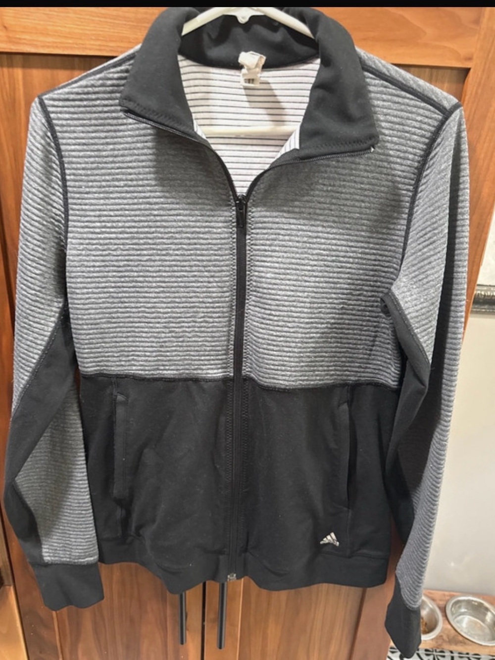 adidas Men's Two-Tone Gray and Black Zip-Up Jacket